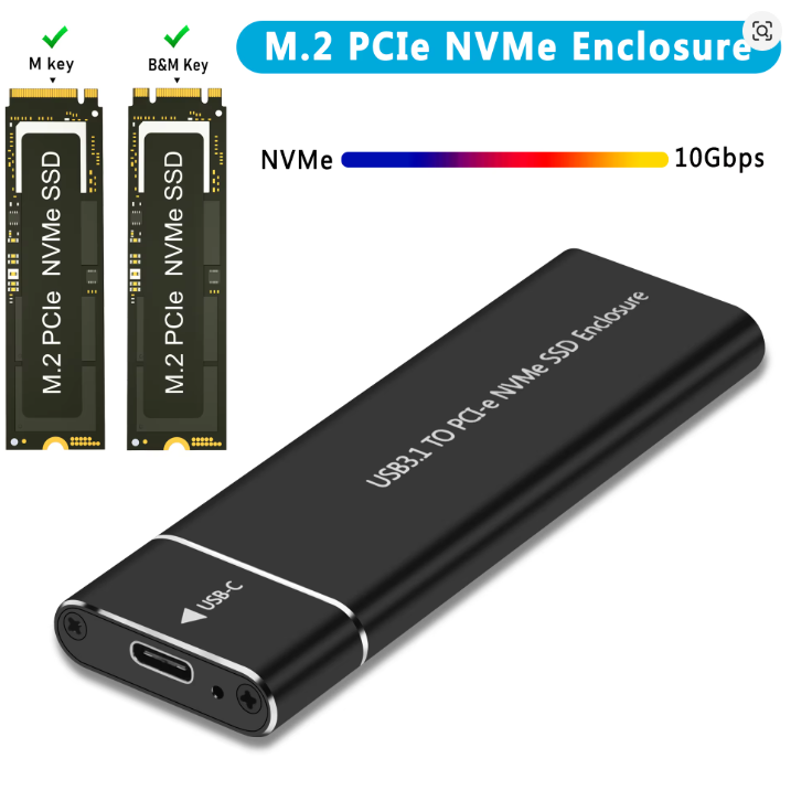 M.2 NVME and M.2 NGFF SSD External Enclosure USB 3.0 UP TO 6X FASTER - Solid Metal Housing