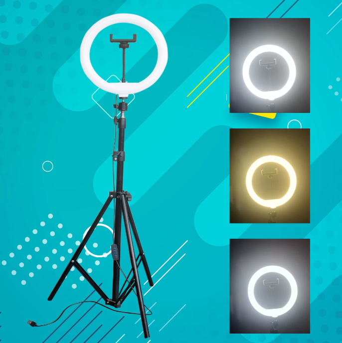 8 inch ring light with 2.1m foldable tripod stand for live streaming, TikTok, podcast, YouTubers, make up application