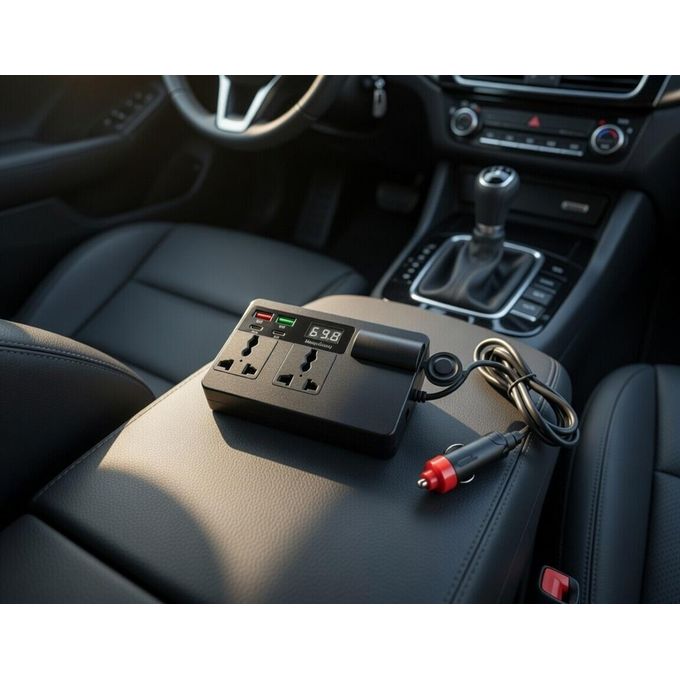 Car Inverter Adapter Converter DC 12V 24V to AC 220V 7 Ports PD Type-C USB Chargers AC Socket Laptop Mobile Phone USB fast Charging Socket Auto Charger — view 3