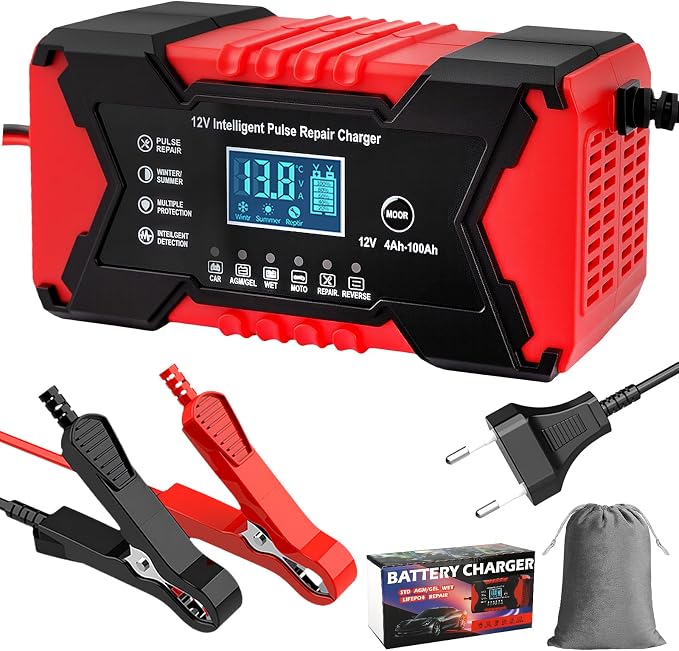 12V Smart Battery Charger – Pulse Repair for Motorcycle, Car & Lead-Acid Batteries — view 3