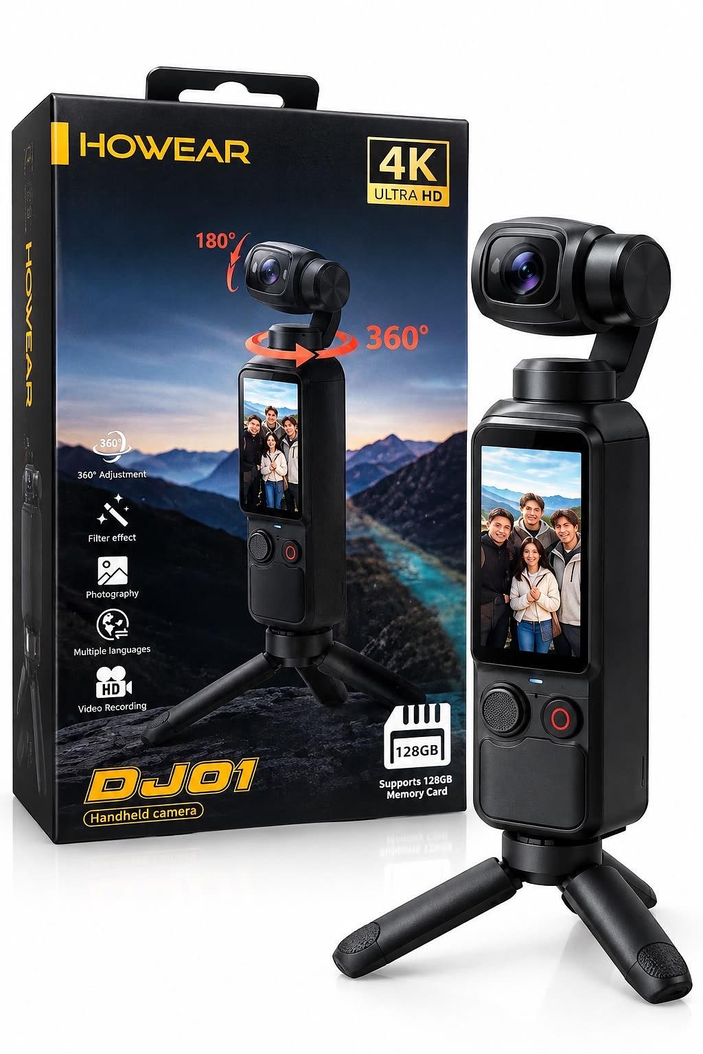 Howear dj01 4k handheld camera for vlogging and travel