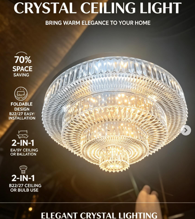 Expandable ceiling light 50W Pin and Screw bulb — view 3
